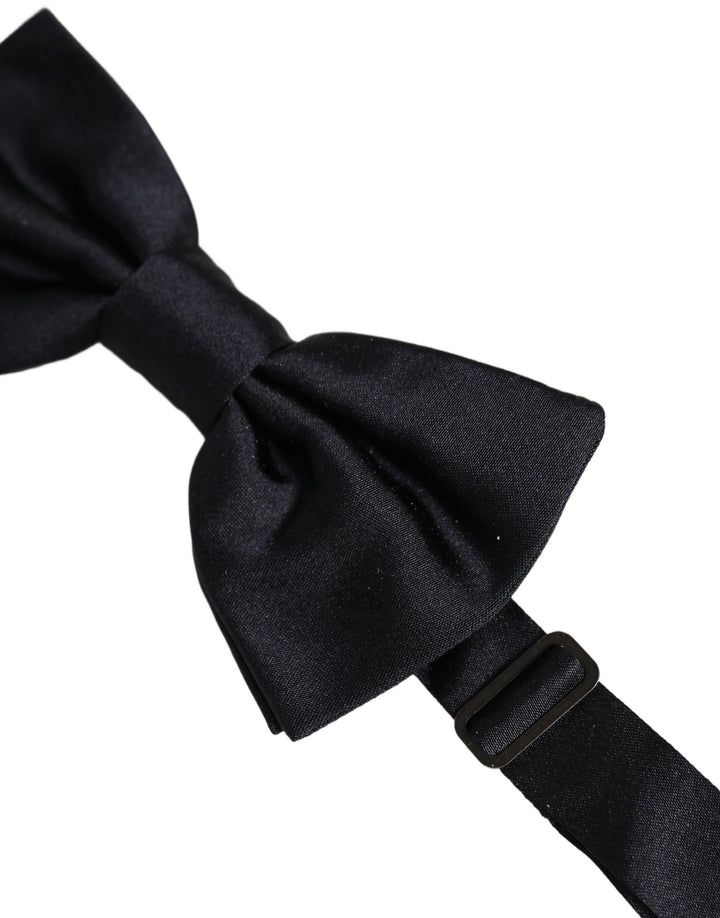 Dolce &amp; Gabbana Men Black 100% Silk Adjustable Neck Papillon Bow Tie
