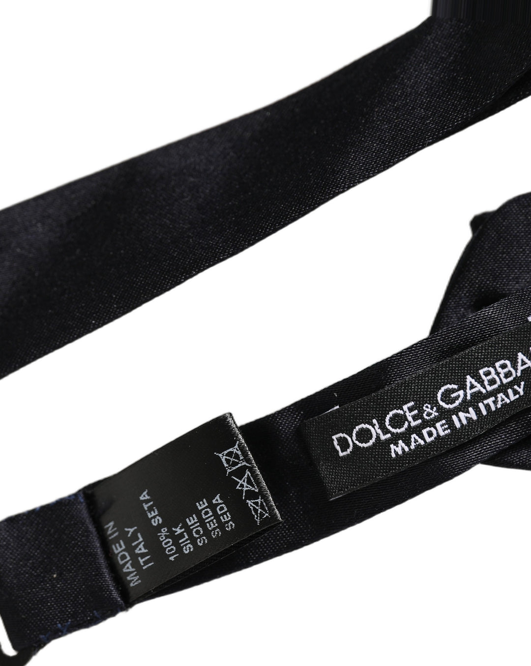 Dolce &amp; Gabbana Men Black 100% Silk Adjustable Neck Papillon Bow Tie