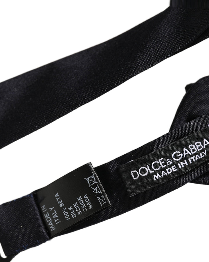 Dolce &amp; Gabbana Men Black 100% Silk Adjustable Neck Papillon Bow Tie