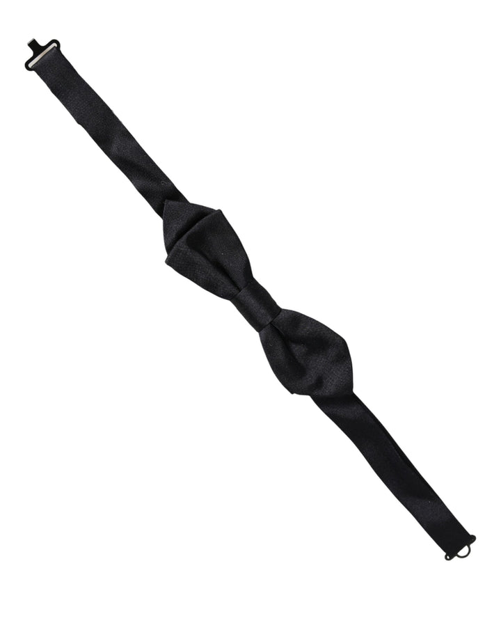 Dolce &amp; Gabbana Men Black 100% Silk Adjustable Neck Papillon Bow Tie
