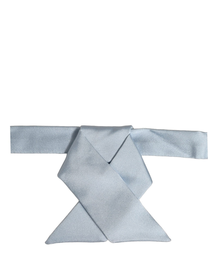 Dolce &amp; Gabbana Men Light Blue SIlk Adjustable Neck Papillon Bow Tie