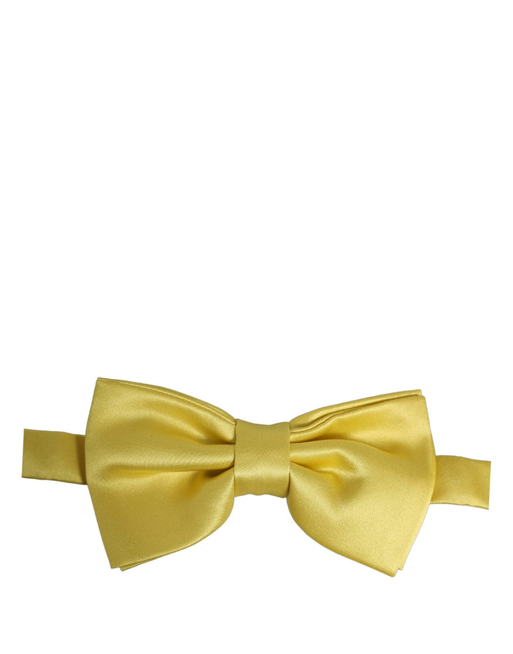 Dolce &amp; Gabbana Men Yellow 100% Silk Adjustable Neck Papillon Bow Tie