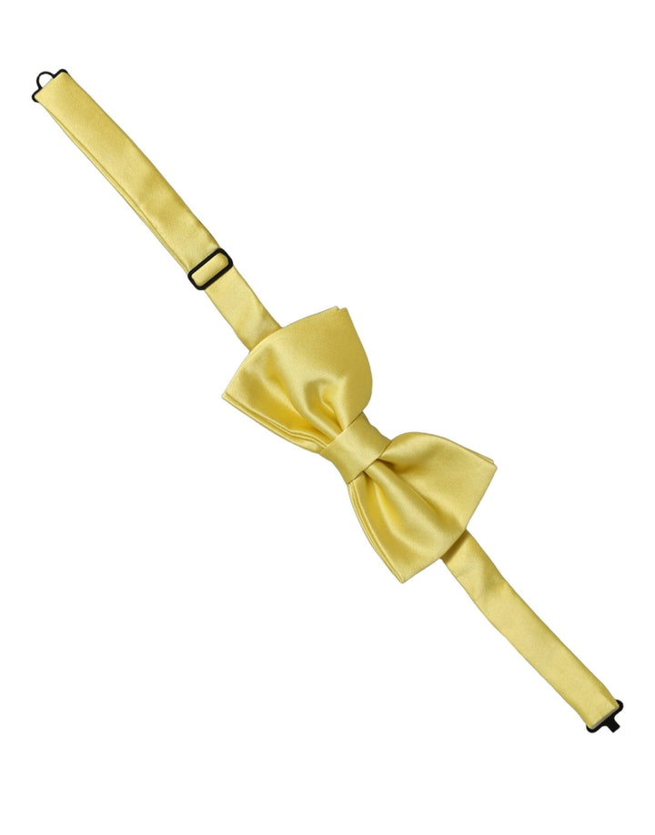Dolce &amp; Gabbana Men Yellow 100% Silk Adjustable Neck Papillon Bow Tie