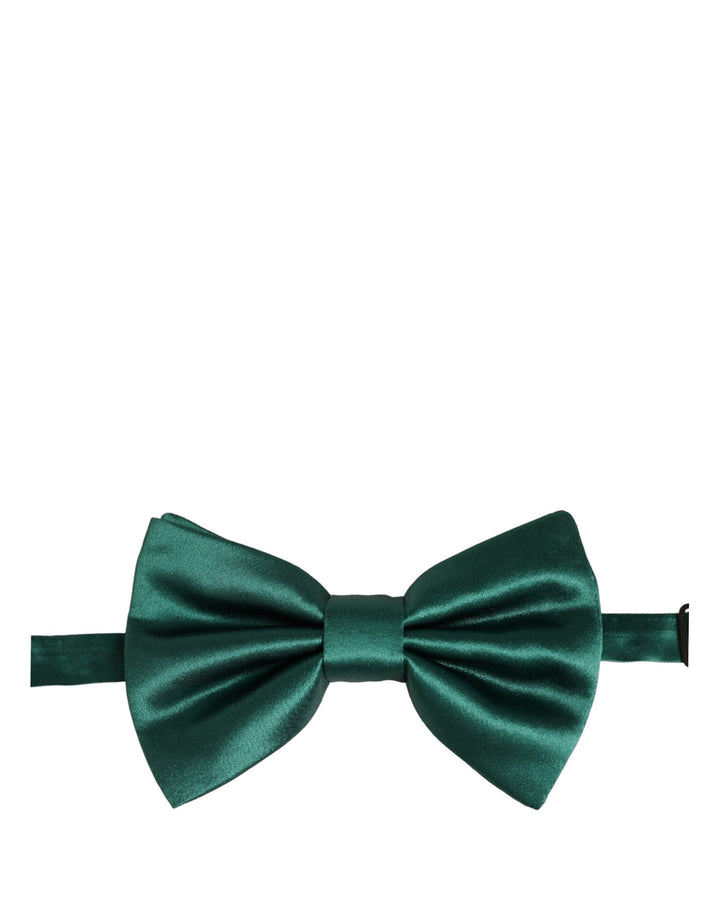 Dolce &amp; Gabbana Men Green 100% Silk Adjustable Neck Papillon Bow Tie