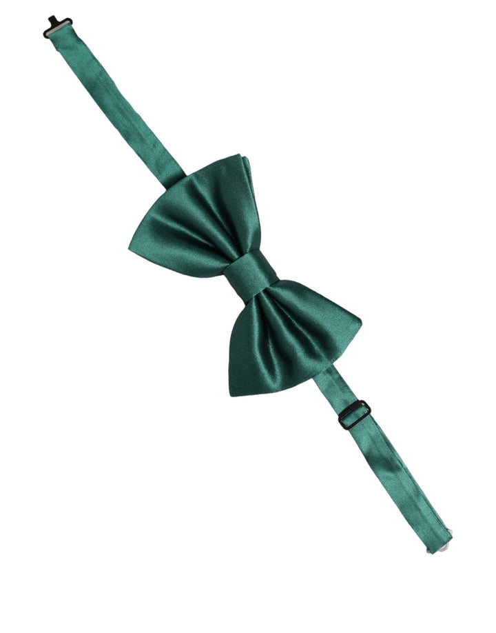 Dolce &amp; Gabbana Men Green 100% Silk Adjustable Neck Papillon Bow Tie