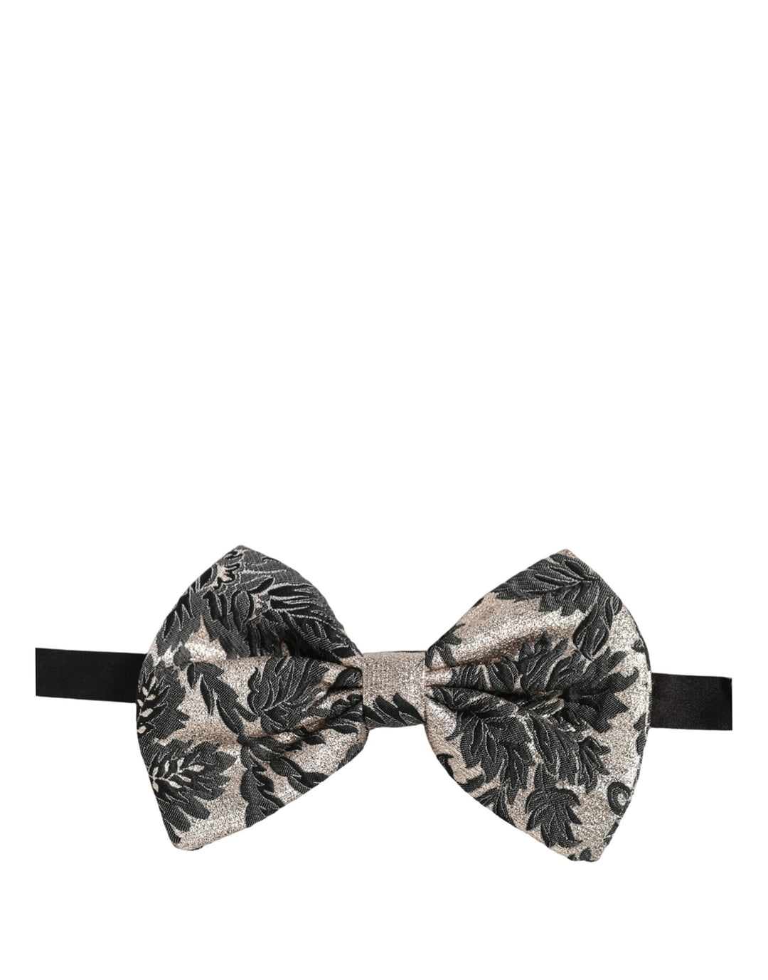 Dolce &amp; Gabbana Men Black Silver Floral Adjustable Neck Papillon Bow Tie