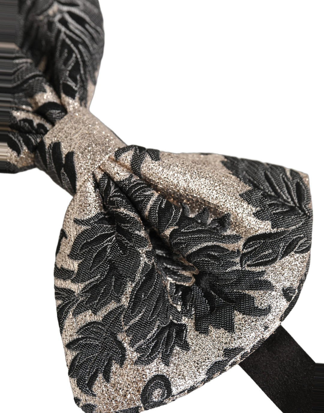 Dolce &amp; Gabbana Men Black Silver Floral Adjustable Neck Papillon Bow Tie