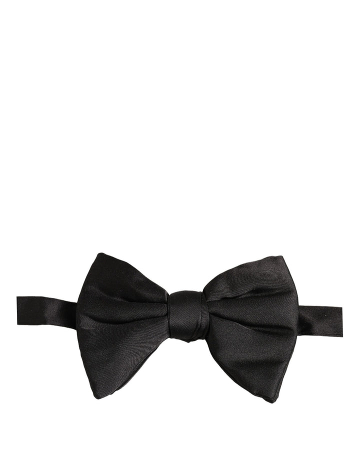 Dolce &amp; Gabbana Men Black 100% Silk Adjustable Neck Papillon Bow Tie