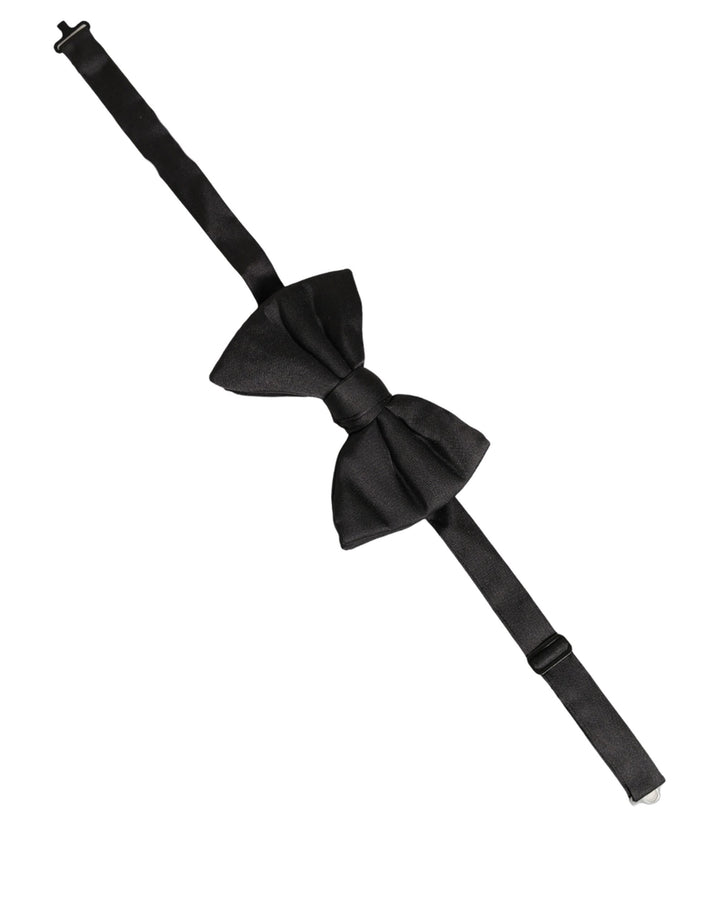 Dolce &amp; Gabbana Men Black 100% Silk Adjustable Neck Papillon Bow Tie