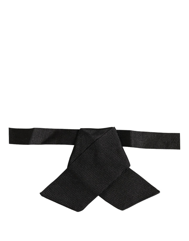 Dolce &amp; Gabbana Men Black 100% SIlk Adjustable Neck Papillon Bow Tie