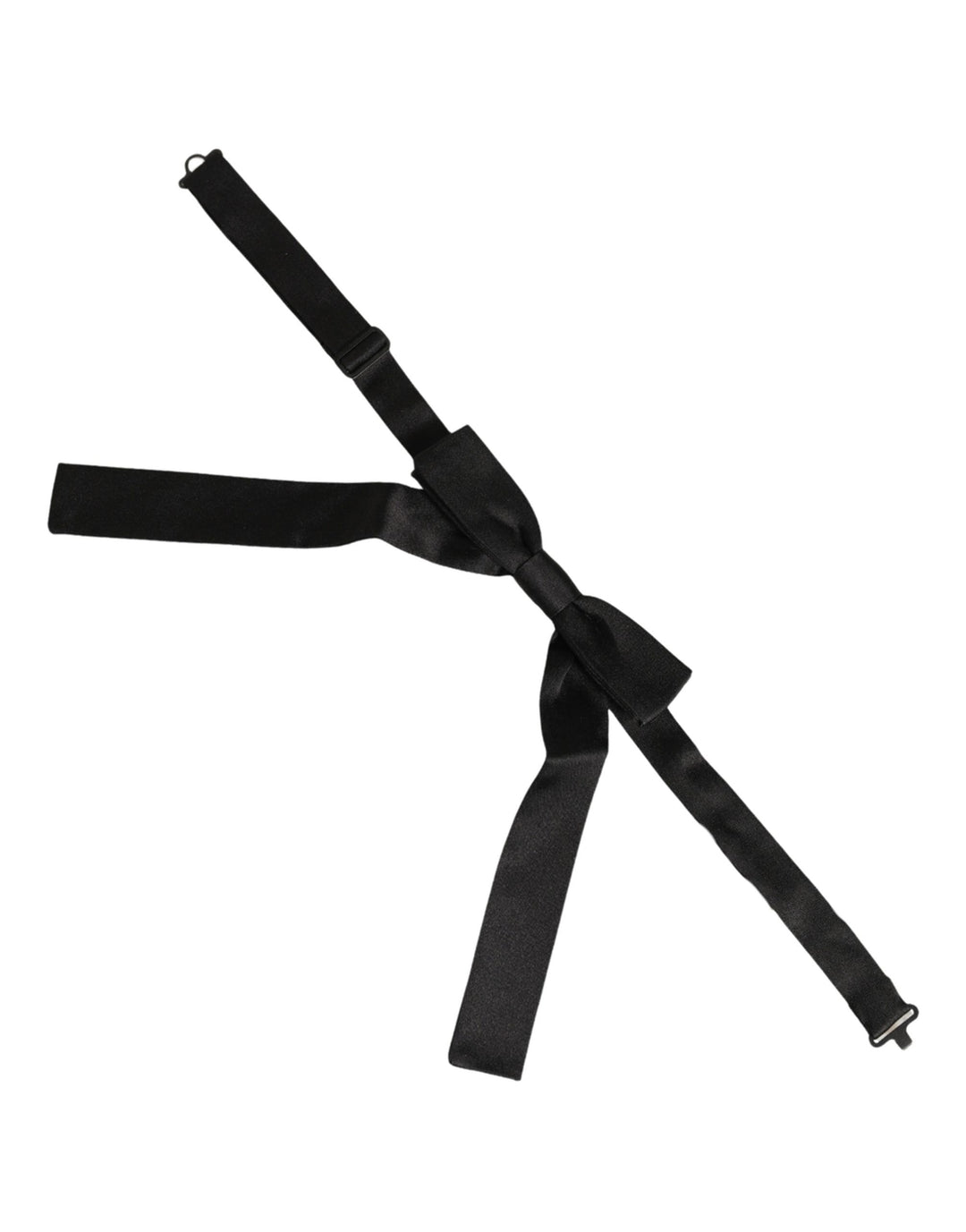Dolce &amp; Gabbana Men Black 100% SIlk Adjustable Neck Papillon Bow Tie