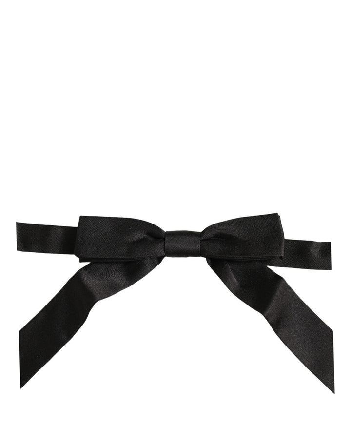 Dolce &amp; Gabbana Men Black 100% SIlk Adjustable Neck Papillon Bow Tie
