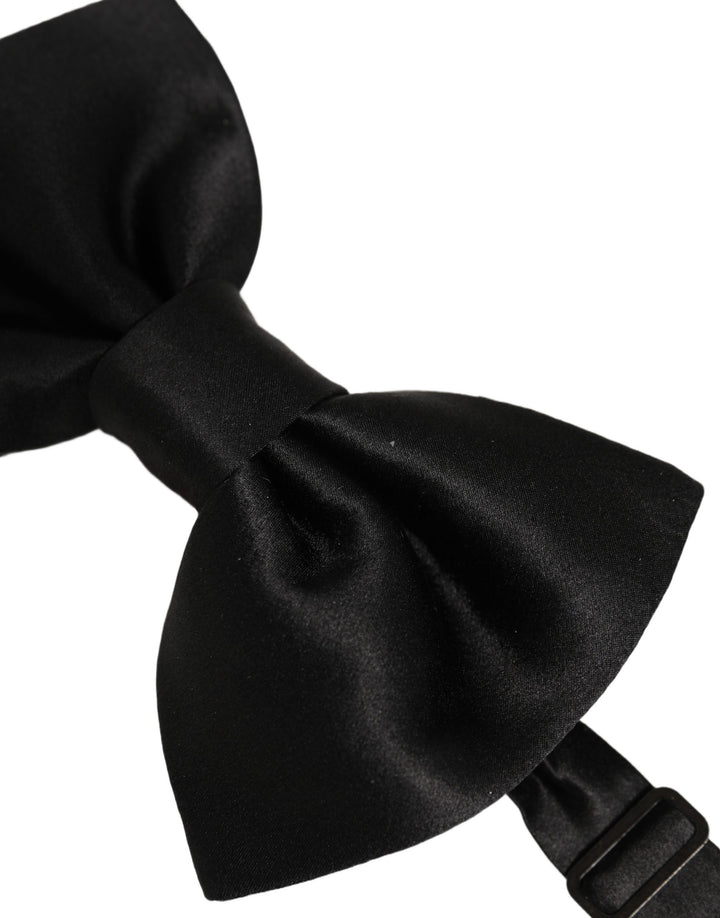 Dolce &amp; Gabbana Men Black 100% Silk Adjustable Neck Papillon Bow Tie