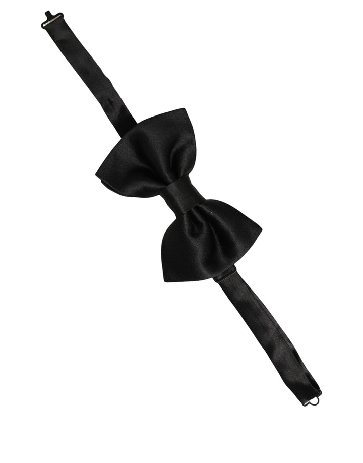 Dolce &amp; Gabbana Men Black 100% Silk Adjustable Neck Papillon Bow Tie