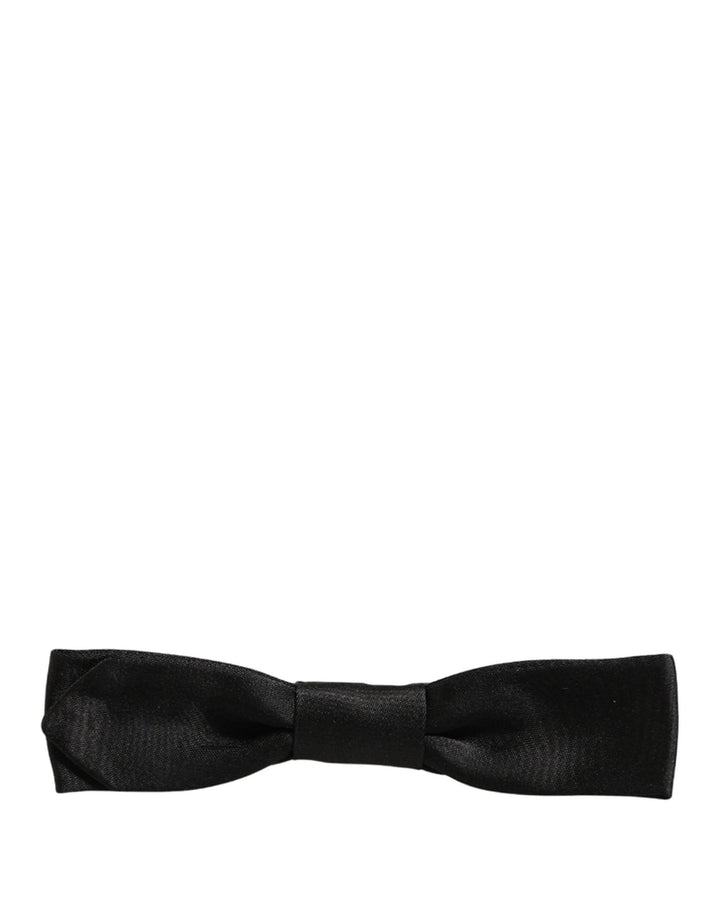 Dolce &amp; Gabbana Men Black 100% SIlk Adjustable Neck Papillon Bow Tie