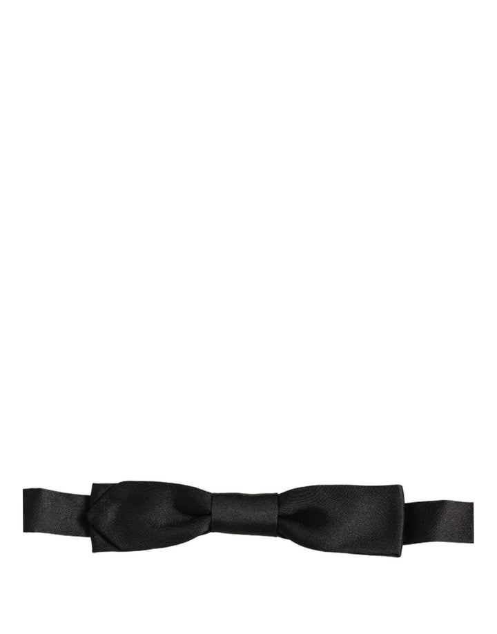 Dolce &amp; Gabbana Men Black 100% SIlk Adjustable Neck Papillon Bow Tie