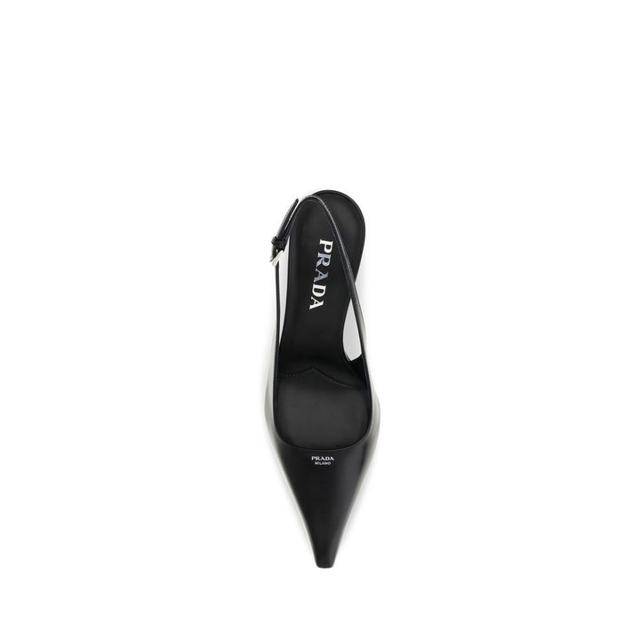 Prada Black Calf Leather Bos Taurus High Heel Pumps