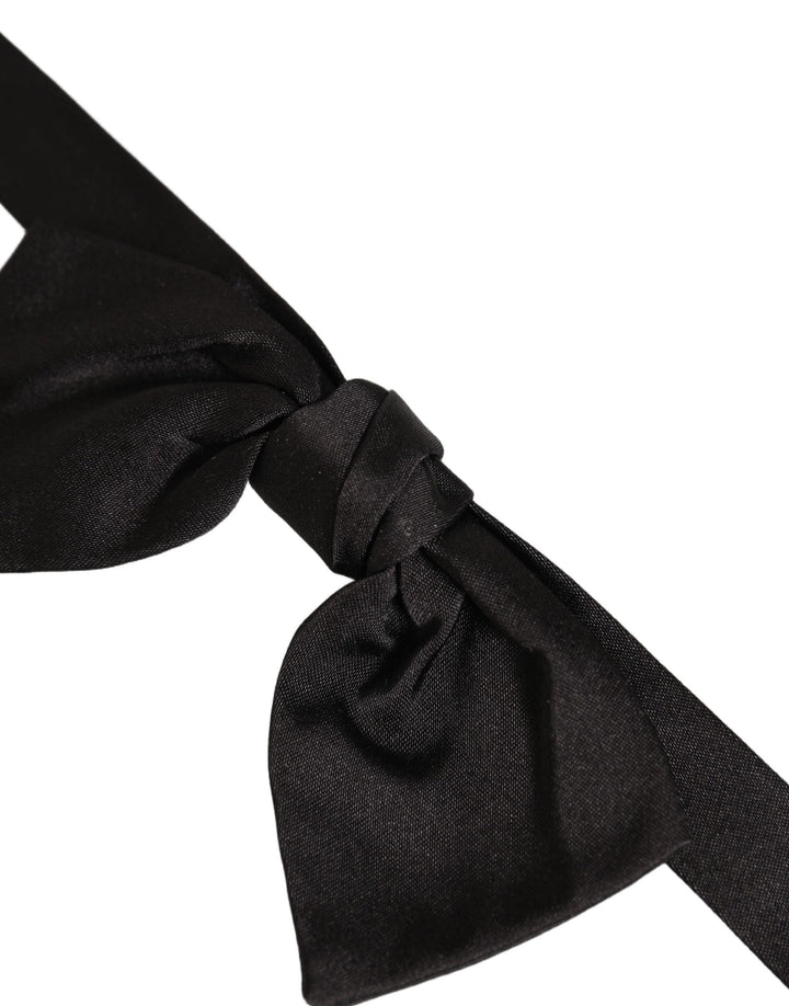 Dolce &amp; Gabbana Men Black 100% SIlk Adjustable Neck Papillon Bow Tie