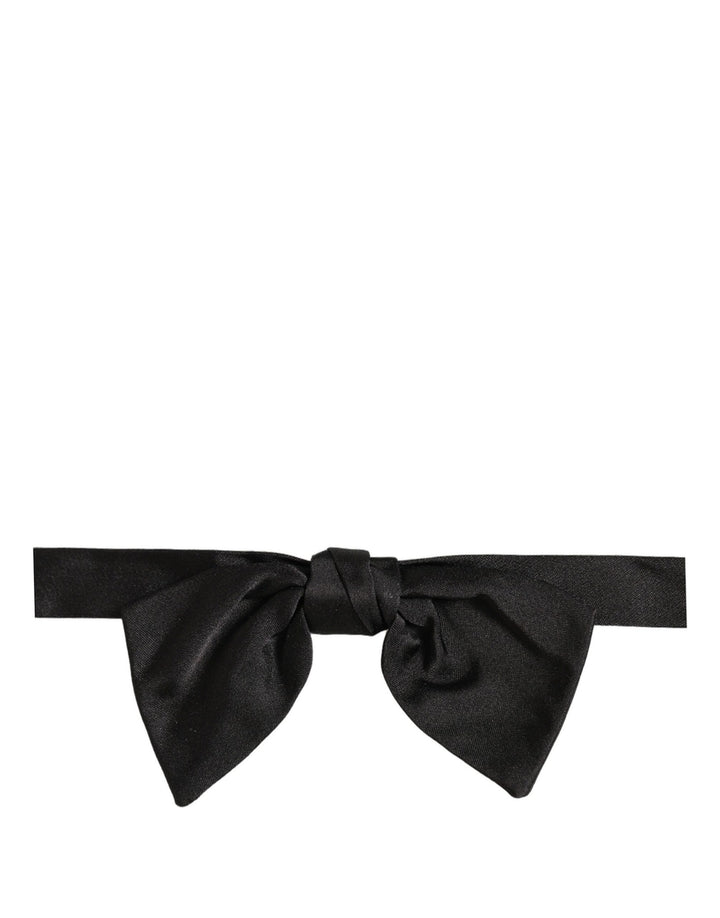 Dolce &amp; Gabbana Men Black 100% SIlk Adjustable Neck Papillon Bow Tie
