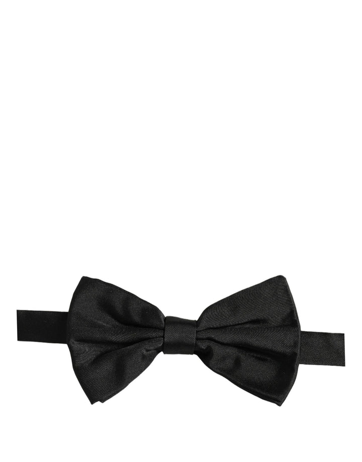 Dolce &amp; Gabbana Men Black 100% Silk Adjustable Neck Papillon Bow Tie