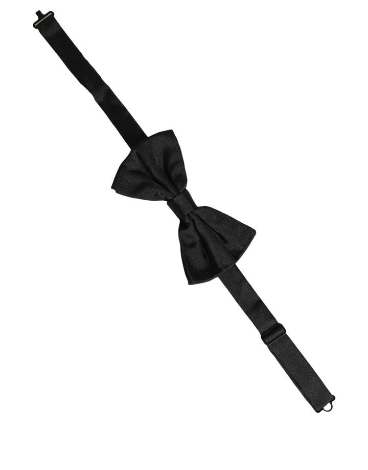 Dolce &amp; Gabbana Men Black 100% Silk Adjustable Neck Papillon Bow Tie