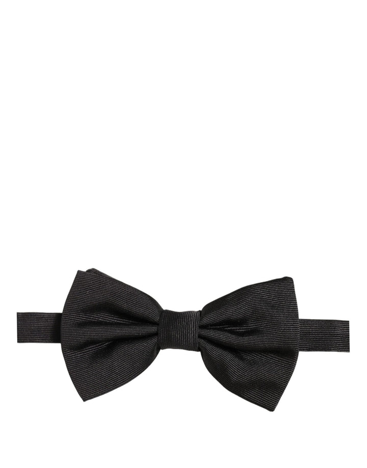 Dolce &amp; Gabbana Men Black 100% Silk Adjustable Neck Papillon Bow Tie