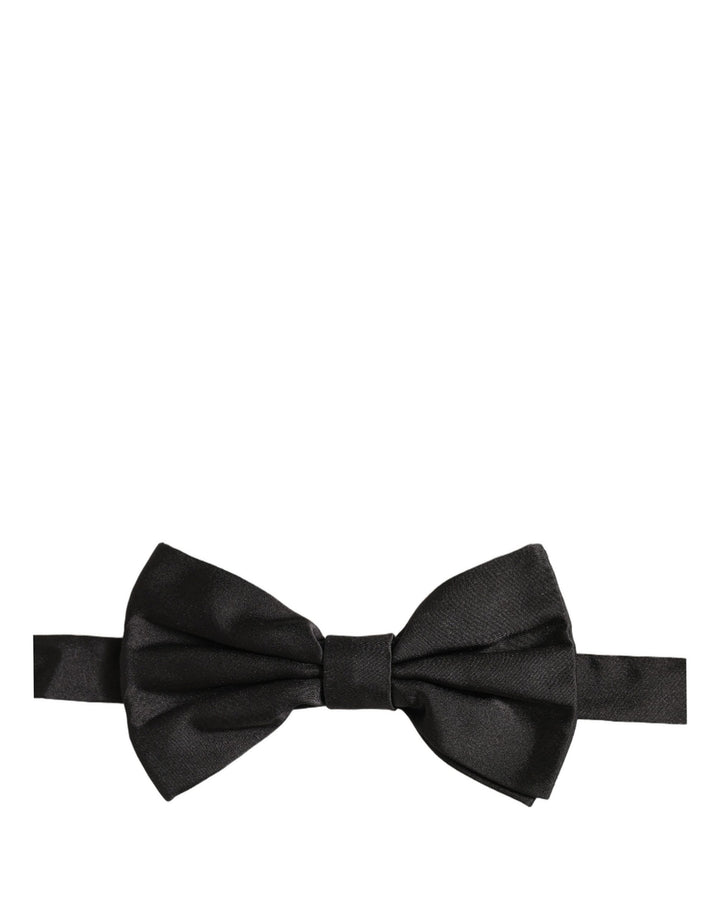 Dolce &amp; Gabbana Men Black 100% Silk Adjustable Neck Papillon Bow Tie