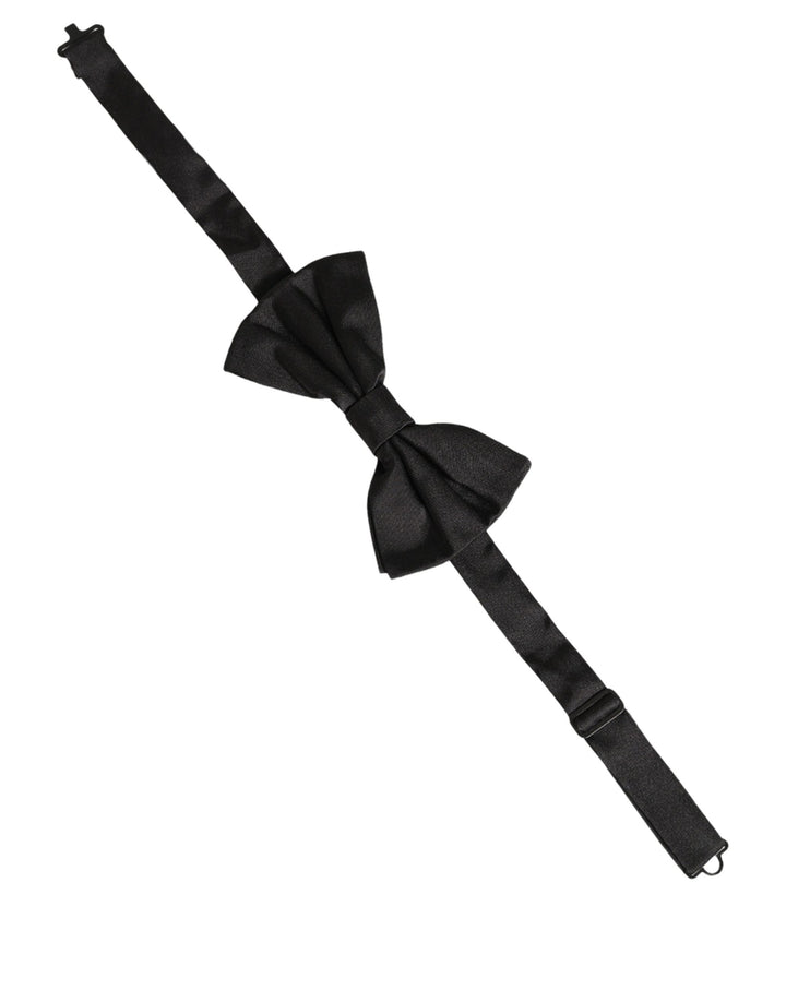 Dolce &amp; Gabbana Men Black 100% Silk Adjustable Neck Papillon Bow Tie