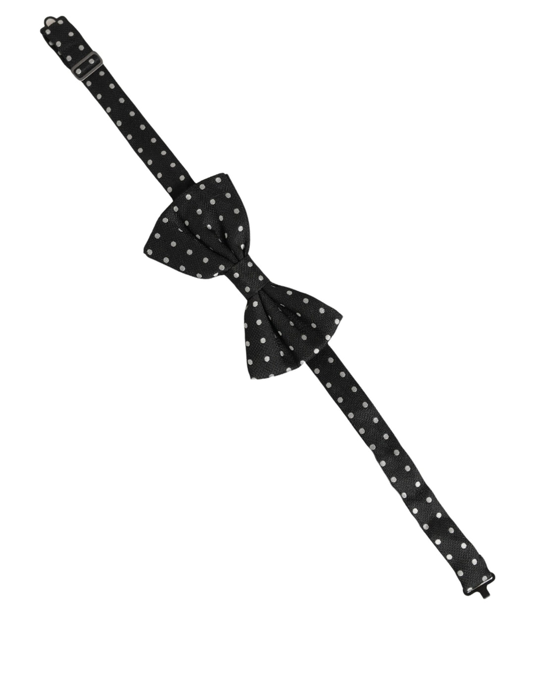 Dolce &amp; Gabbana Black White Polka Dot Adjustable Neck Papillon Bow Tie