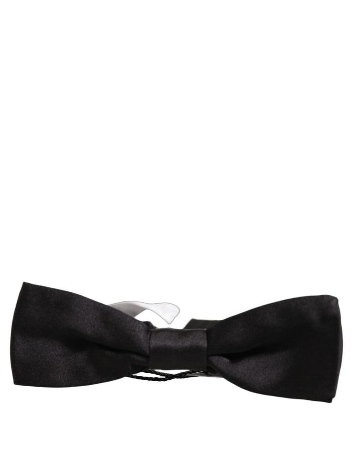 Dolce &amp; Gabbana Men Black 100% Silk Adjustable Neck Papillon Bow Tie