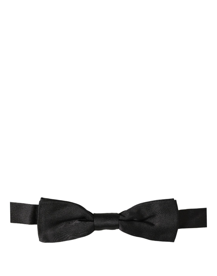 Dolce &amp; Gabbana Men Black 100% Silk Adjustable Neck Papillon Bow Tie