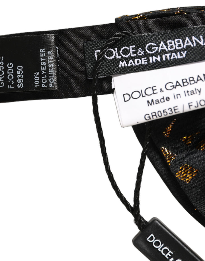 Dolce &amp; Gabbana Black Gold Speckle Pattern Adjustable Neck Papillon Bow Tie