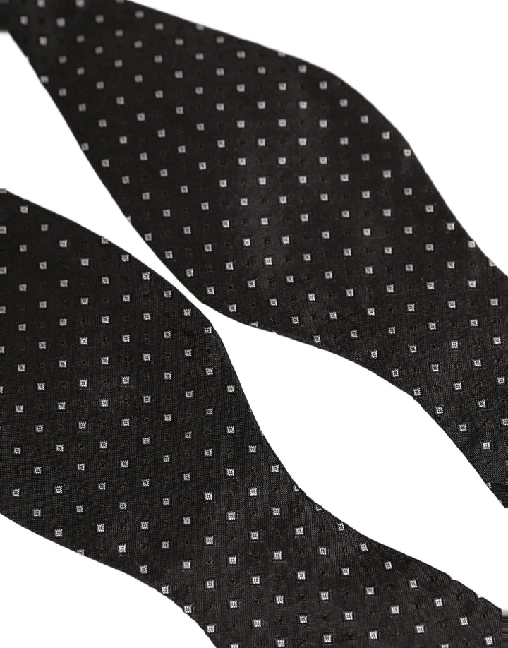Dolce &amp; Gabbana Black White Polka Dot Adjustable Neck Papillon Bow Tie