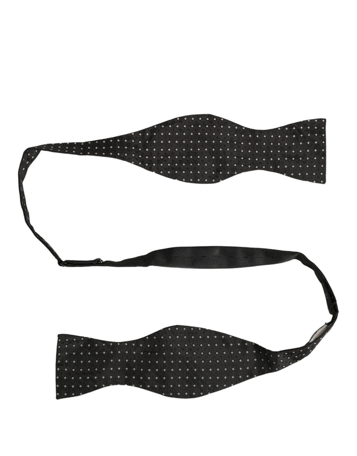 Dolce &amp; Gabbana Dark Gray White Polka Dot Adjustable Neck Papillon Bow Tie
