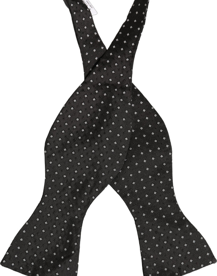 Dolce &amp; Gabbana Black White Polka Dot Adjustable Neck Papillon Bow Tie