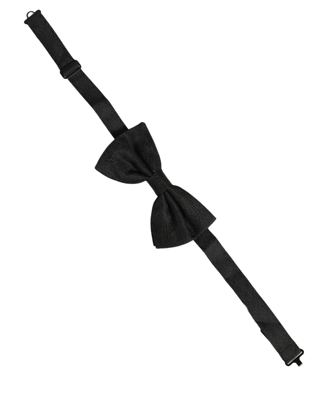 Dolce &amp; Gabbana Men Black Silk Brocade Adjustable Neck Papillon Bow Tie