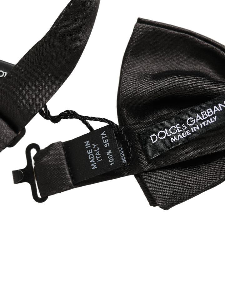 Dolce &amp; Gabbana Men Black 100% Silk Adjustable Neck Papillon Bow Tie