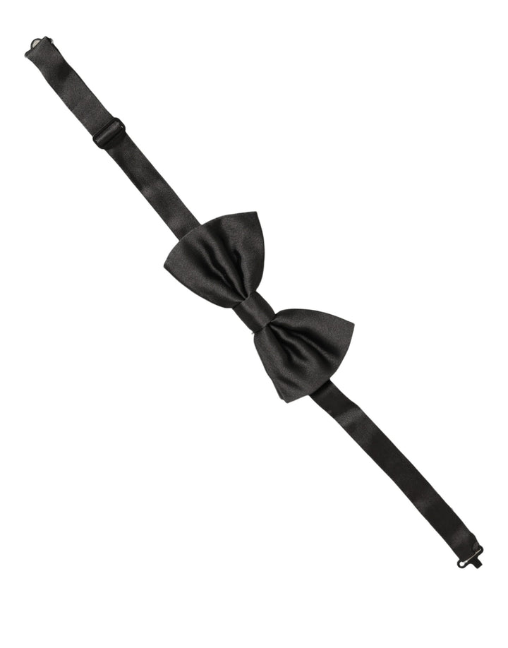 Dolce &amp; Gabbana Men Black 100% Silk Adjustable Neck Papillon Bow Tie