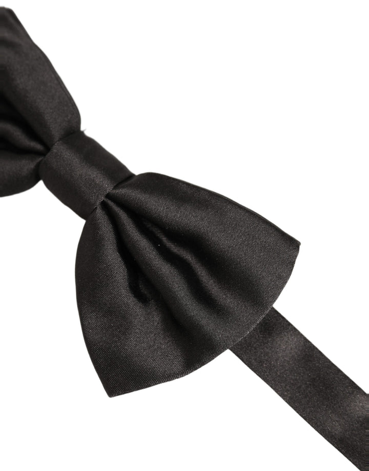 Dolce &amp; Gabbana Men Black 100% Silk Adjustable Neck Papillon Bow Tie