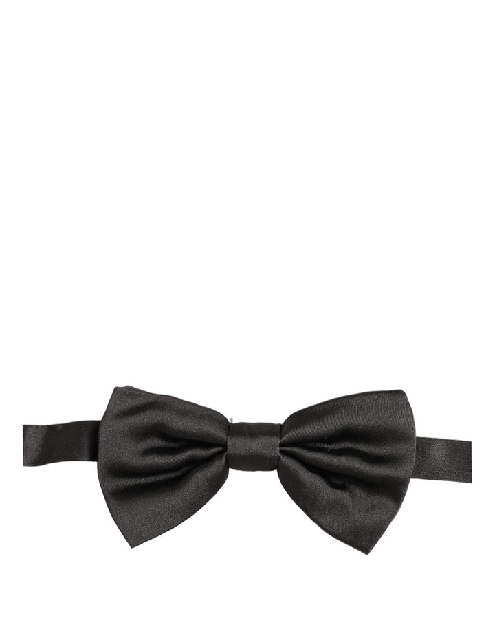 Dolce &amp; Gabbana Men Black 100% Silk Adjustable Neck Papillon Bow Tie