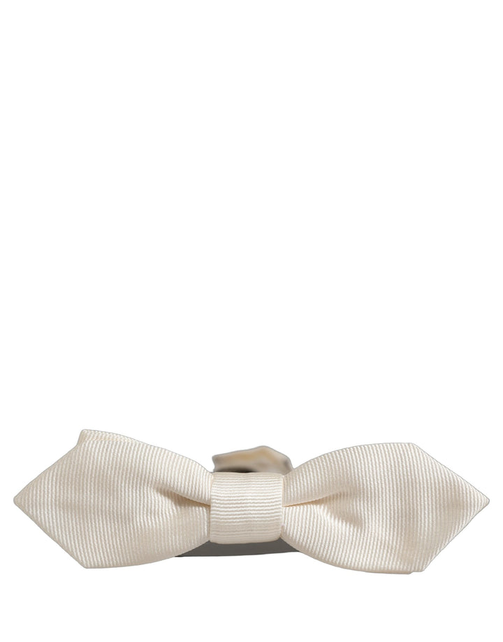 Dolce &amp; Gabbana Men White 100% Silk Adjustable Neck Papillon Bow Tie