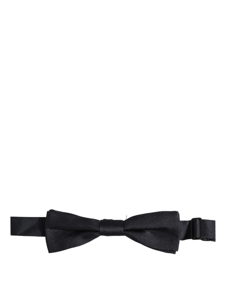 Dolce &amp; Gabbana Men Dark Blue 100% Silk Adjustable Neck Papillon Bow Tie