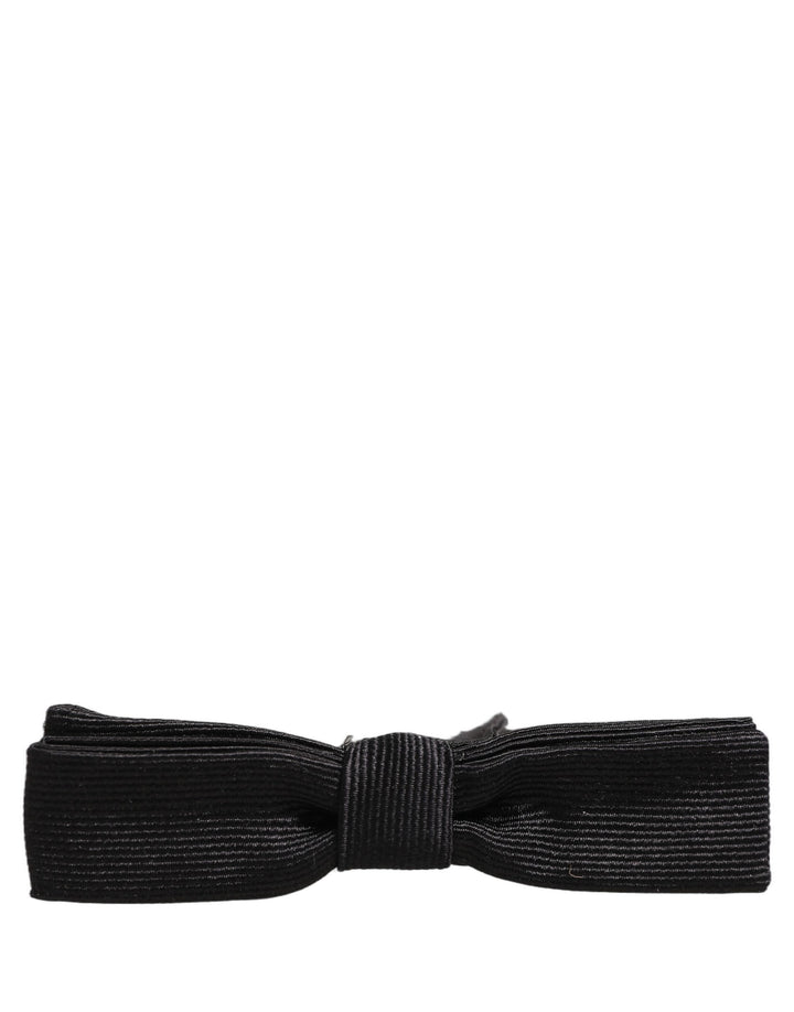 Dolce &amp; Gabbana Men Black 100% SIlk Adjustable Neck Papillon Bow Tie