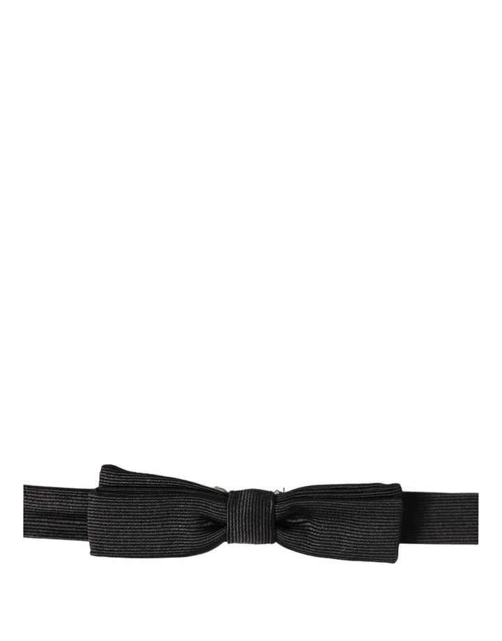 Dolce &amp; Gabbana Men Black 100% SIlk Adjustable Neck Papillon Bow Tie