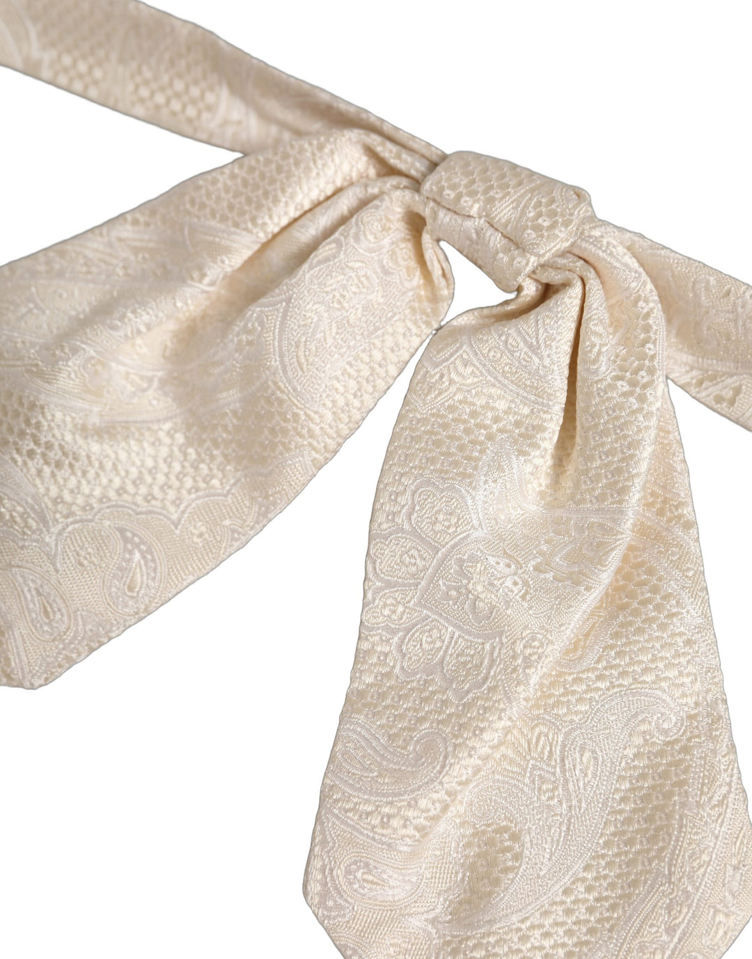 Dolce &amp; Gabbana Men Ivory Paisley SIlk Adjustable Neck Papillon Bow Tie