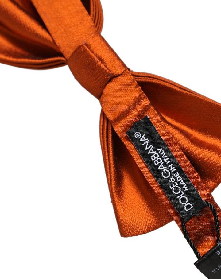 Dolce &amp; Gabbana Men Orange 100% SIlk Adjustable Neck Papillon Bow Tie
