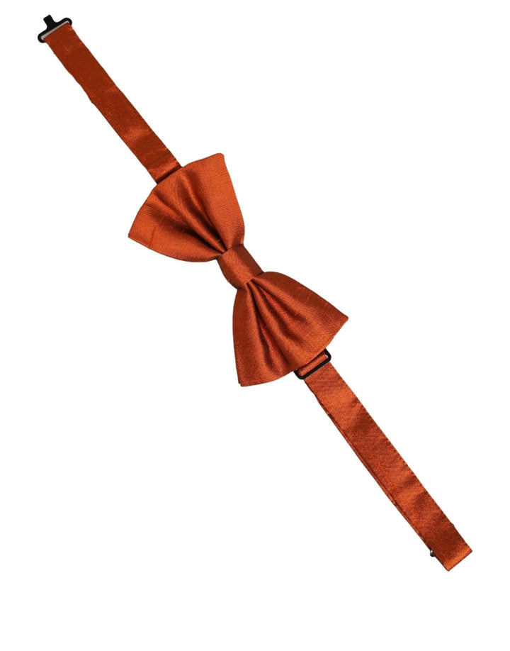Dolce &amp; Gabbana Men Orange 100% SIlk Adjustable Neck Papillon Bow Tie