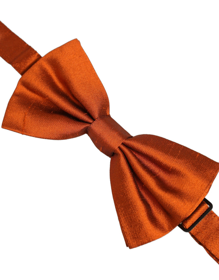 Dolce &amp; Gabbana Men Orange 100% SIlk Adjustable Neck Papillon Bow Tie