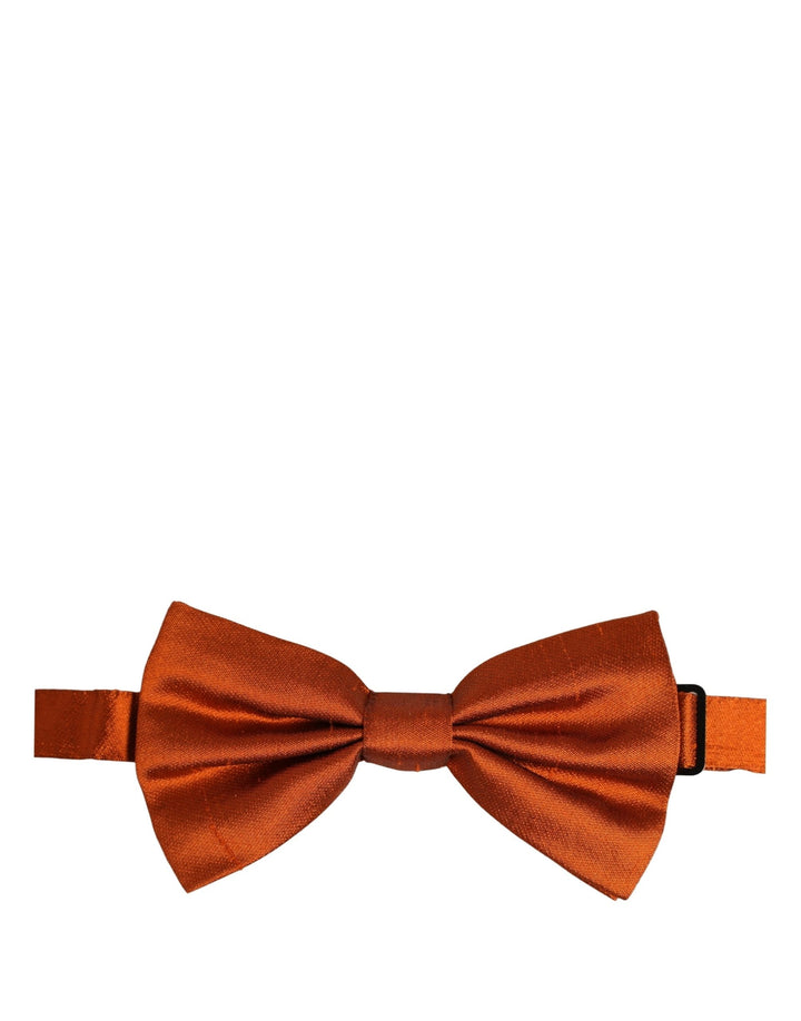 Dolce &amp; Gabbana Men Orange 100% SIlk Adjustable Neck Papillon Bow Tie