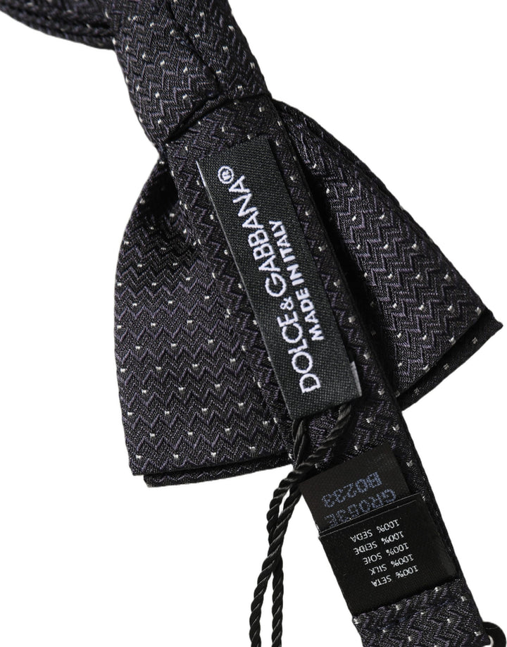 Dolce &amp; Gabbana Black White Polka Dot Adjustable Neck Papillon Bow Tie
